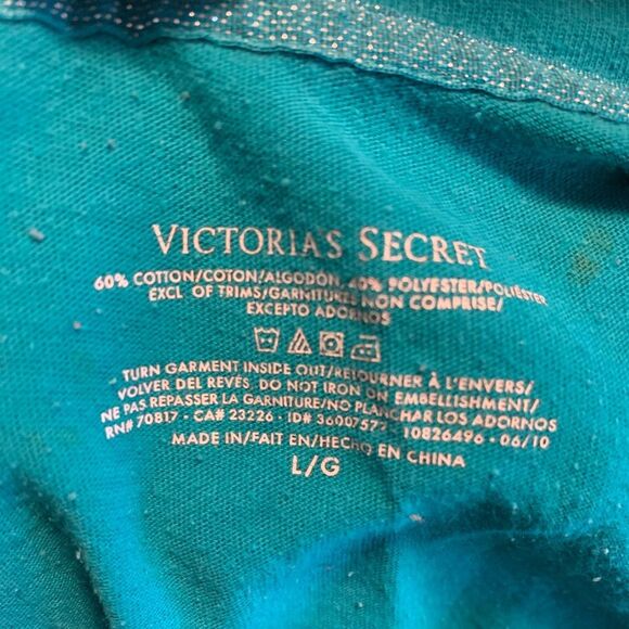 Victoria’s Secr aquamarine long sleeve nightgown, good condition, Large - Picture 7 of 7